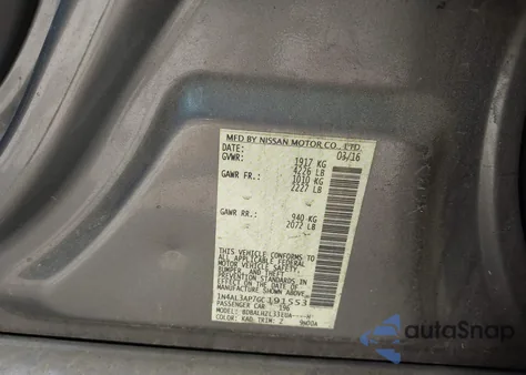 2016 Nissan Altima 2.5 Sr z USA, uszkodzony, nr VIN 1N4AL3AP7GC191553